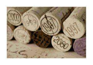 Vintage Wine Corks Sepia Cross Stitch Pattern Chart  
