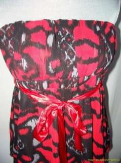 Express Top L Strapless Red Gray Black Empire Waist NWT  