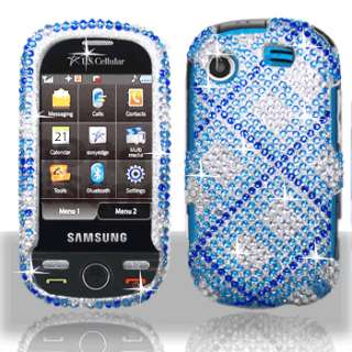Blue Plaid Bling Case Samsung Messager Touch Accessory  