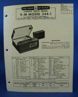 Voice of Music Service Manual Model 344 1 Record Player  