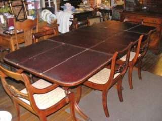 Vintage Mahogany Dining Table & 6 chairs & China Hutch original seat 