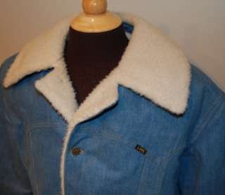 AWESOME Vtg 70s LEE STORM RIDERS sherpa lined DENIM LONGER RANCH COAT 
