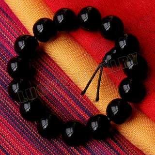 14mm Black Jade Beads Tibet Buddhism Bracelet  