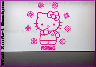 Hello Kitty Flowers Personalised Wall Sticker Girls bedroom Decorative 