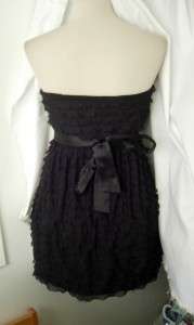 NEW FOREVER 21 Black RUFFLED Tiered SEQUIN BOW DRESS S  