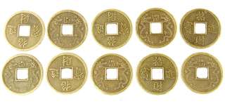 BRASS FORTUNE COIN 10 LOT Feng Shui I Ching Talisman Cure Travel Good 