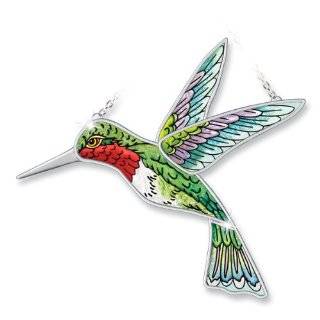 Amia 7269 Ruby throated Hummingbird Suncatcher, 6 1/2 Inch by 5 1/2 
