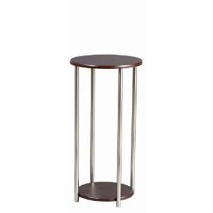  Adesso Madrid Small Walnut Wood & Satin Steel Pedestal 