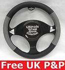 Leather Black Grey Steering Wheel Cover for NISSAN FIGA