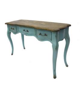 French Rustic Furniture Country Console Table Teal Blue Designer 