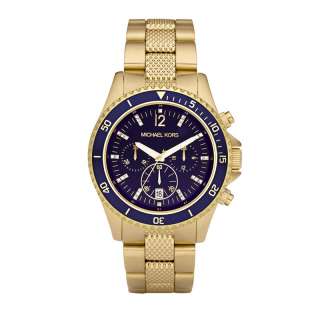   KORS GOLD CHRONOGRAPH BLUE DIAL CRYSTAL WATCH MK5438 NEW  