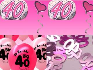 PINK 40th Birthday Garland Balloons Confetti Party Set  