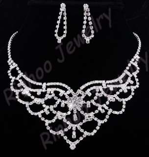 Austrian Rhinestone Crystal Clear Necklace&Earrings set  