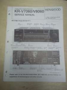 Vtg Kenwood Service/Repair Manual~KR V7060/V8060 Receiver~Original 