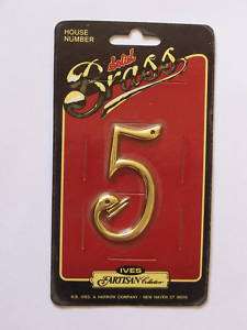 Ives Solid Brass House Number, 3 inch, #5 artisan  