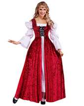 Womens Medieval Lady Lace Up Gown Adult Costume