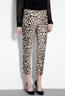 Tibi  Cheetah Print Stretch Sateen Trousers by Tibi