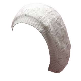  White Ultra Thin Knit Fashion Beret Tami Cap Hat Clothing