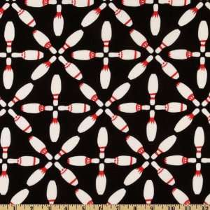  44 Wide Timeless Treasures Bowling Pins Black Fabric By 