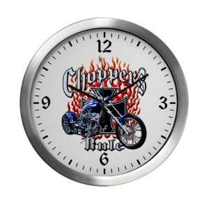  Modern Wall Clock Choppers Rule Flaming Motorcycle and 