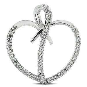   Diamond 14K White Gold Heart Pendant Necklace David Murad Jewelry