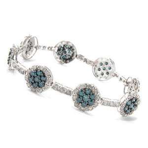    14K White Gold 7.5 Blue Diamond & White Diamond Bracelet Jewelry