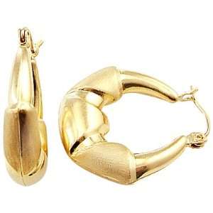    14k Yellow Gold Puffed Design Hoop Huggie Earrings 1 Jewelry