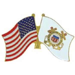  American & U.S. Coast Guard Flags Pin 1 1/4 Arts, Crafts 