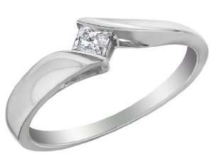   Promise Ring 1/7 Carat (ctw) in 10K White Gold, Size 7.5 Jewelry