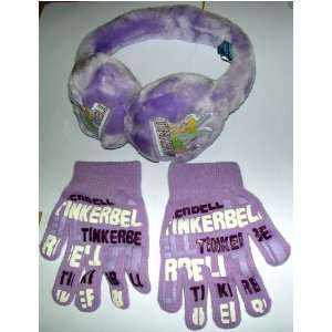    Disney Tinkerbell Earmuffs Gloves Girls Set Purple 