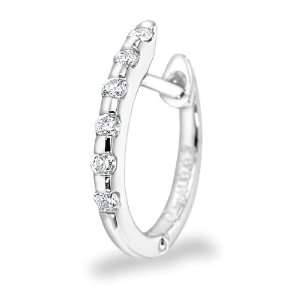  White Gold 6 Stone Round Diamond Hoop Earring (0.05 cttw, G H Color 