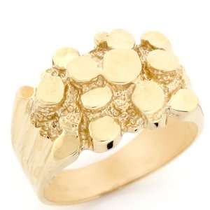    14k Solid Gold Unique High Polished Nugget Mens Ring Jewelry