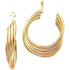  14K Yellow Gold Hoop Earring Jackets Ear Jewelry New A Jewelry
