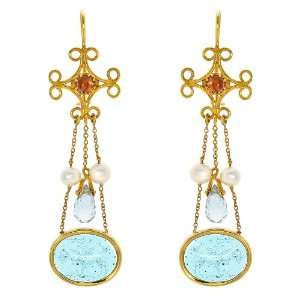  Tagliamonte   14k Yellow Gold Sky Blue Venetian Cameo with 