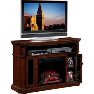 Twin Star TV Stand with Chimney Free Electric Fireplace   Coco Cherry 