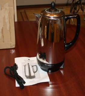 Technique 12 Cup Stainless Steel Percolator w/ Detachable Cord  