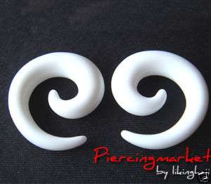 0g 8mm White Earrings Ear Plugs Ring 0 GAUGE Spiral Earlets Body 