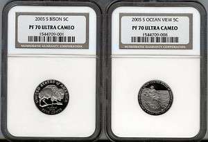 2005 Jefferson 5c 2 pc Set BUFFALO & OCEAN NGC PR70 UC  