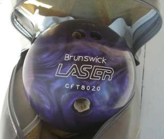 BH377 Vtg Brunswick Laser Bowling Ball Purple w/ Bag  