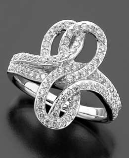 14k White Gold Diamond Knot Ring (3/4 ct. t.w.)   Right Hand Diamonds 