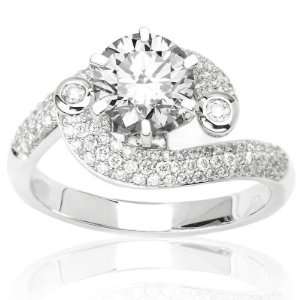 And Bezel Set Diamond Engagement Ring In 14k W Gold with a 1.24 Carat 