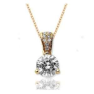  3/4 Carat Diamond Pave Bail 14k Yellow Gold Solitaire 