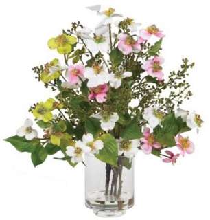 NEARLY NATURAL 15 Dogwood w/ Vase Silk Flower Arrangement 