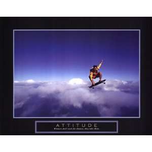   Skydiver with Skateboard Motivational Poster Print