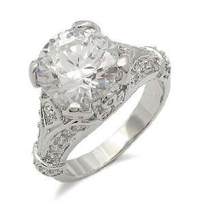   Cubic Zirconia Rings   3 Carats Solitaire with Antique Design CZ Ring