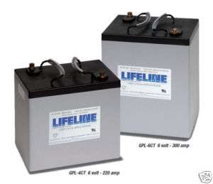 BATTERY LIFELINE GPL 6CT 6V DEEP CYCLE,300 AMP EACH  