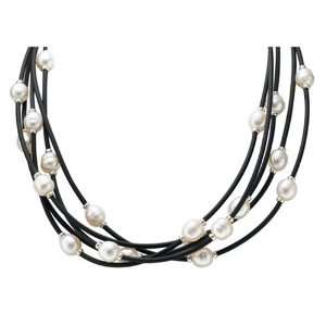  Freshwater Cultured Pearl 5 Strand Station Necklace, 18 Jewelry