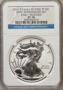   REVERSE PROOF SILVER EAGLE NGC PF70 25TH ANNIVERSARY From A25 Set