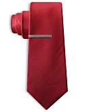    Alfani RED Ties, Skinny Solid with Tie Bar  