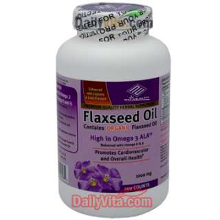 Organic (Linseed) Flaxseed Oil Omega 3 1000mg 3x 200 CT  